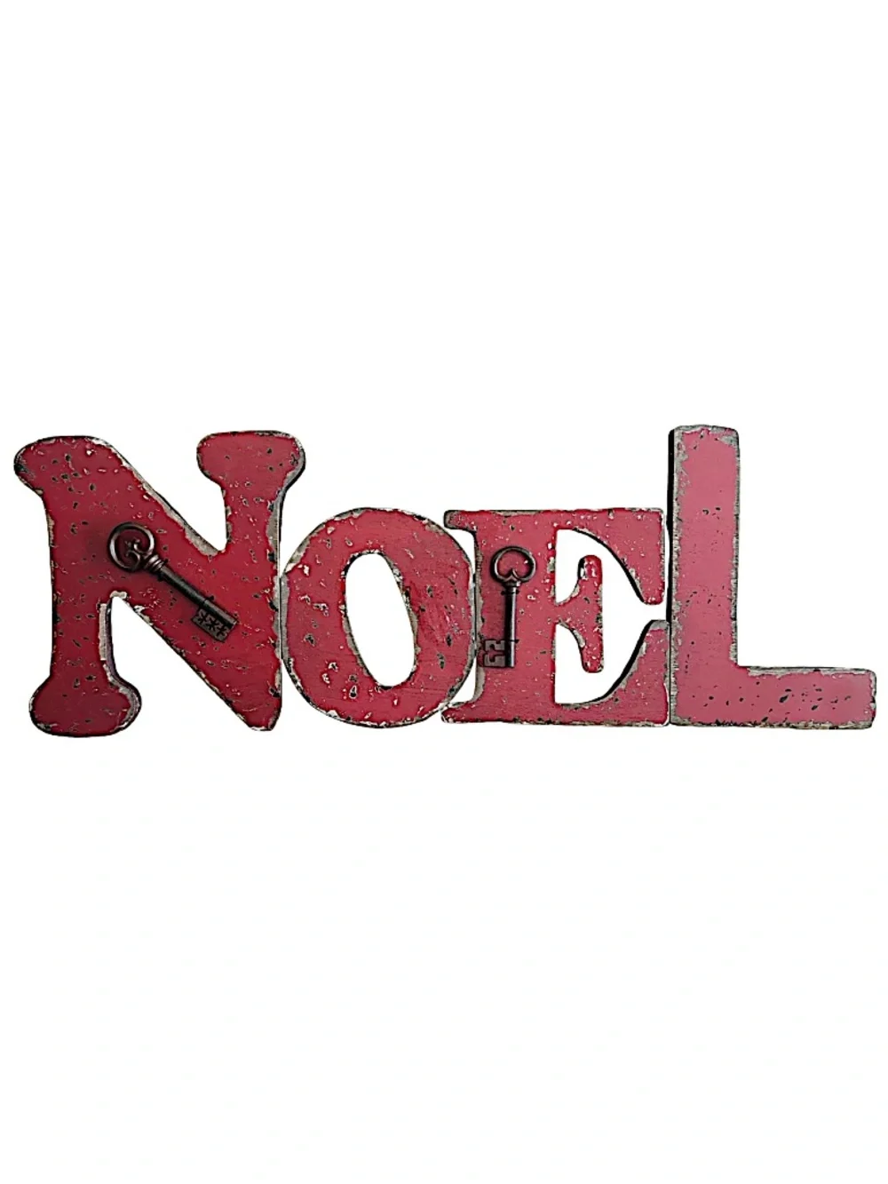Vintage-style NOEL Christmas Hand Carved & Painted Sign 21”x7.5” Wood Wall Decor